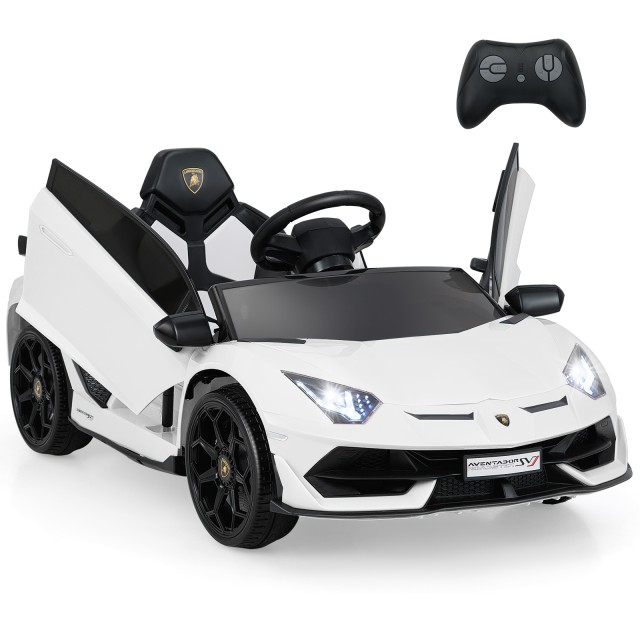 Costway Παιδικό Ηλεκτροκίνητο Αυτοκίνητο Lamborghini με 2,4G Τηλεχειριστήριο & LED Φώτα - Λευκό TQ10320DE-WH