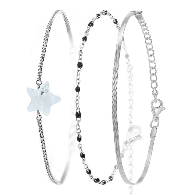 So Charm Σετ 3 Βραχιόλια διακοσμημένα με Κρύσταλλα Swarovski, Ασημί BS4387+B2381N+B2397A