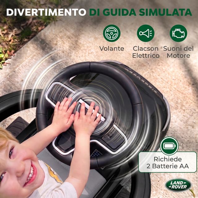 AIYAPLAY Αυτοκινητάκι Περπατούρας Land Rover με Λαβή και Μπάρα, PP/Ατσάλι, 84 x 40 x 94,5 cm, Μαύρο 370-436V00BK
