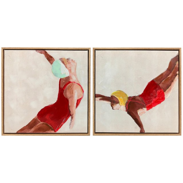 HOMCOM Σετ 2 Μοντέρνων Καμβάδων, Καλλιτεχνικό Εκτύπωμα Τοίχου με Ενσωματωμένους Γάντζους, 40x40 cm L00-027V00RD