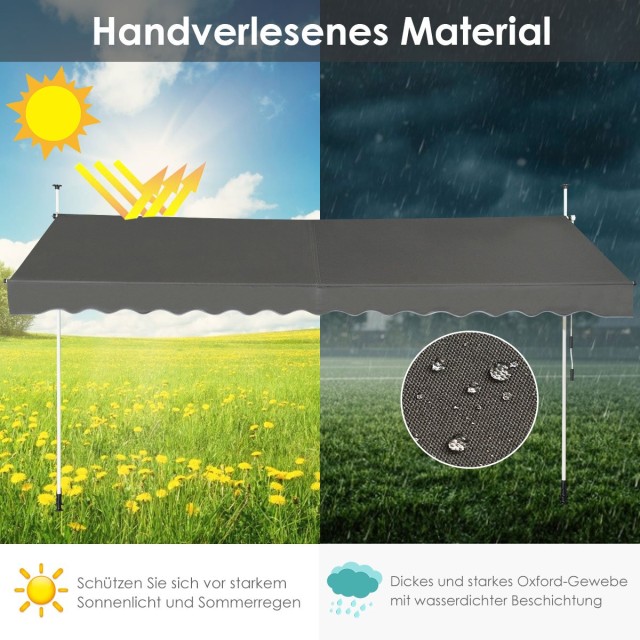 Επεκτάσιμη Τέντα Αλουμινίου με Ανθεκτικό Ύφασμα Oxford και Ρυθμιζόμενο Ύψος & Γωνία  200 – 300 x 395 cmOP70315GR Costway