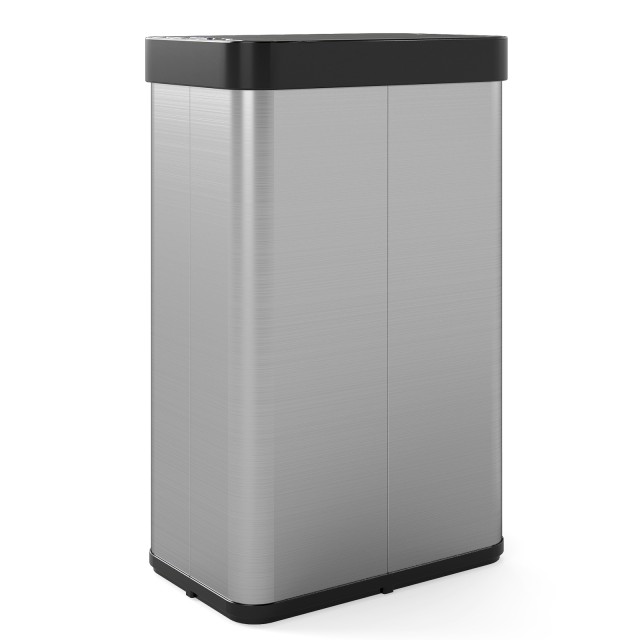 Costway Κάδος Απορριμμάτων 60 Λ με Πτέρυγες & Αισθητήρα Κίνησης Υπέρυθρων από Ανοξείδωτο Ατσάλι Ασημί 66 εκ. x 41 εκ. x 26,5 εκ. GY10027SL