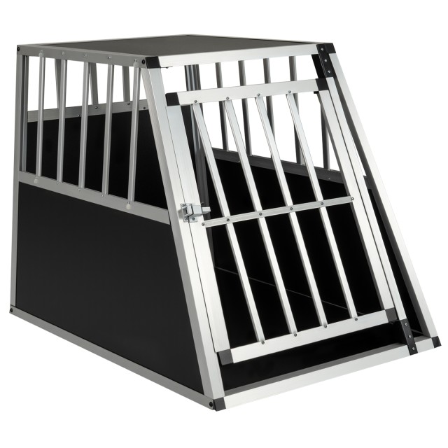 Costway Αλουμινένιο Κλουβί Μεταφοράς Σκύλου με Πόρτα που Κλειδώνει και Αφαιρούμενο Διαχωριστικό 91 x 65 x 69,5 cm PW10153
