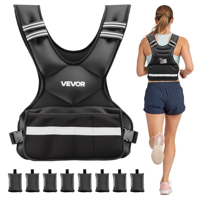 VEVOR Ρυθμιζόμενο Γιλέκο Βάρους 18,3 kg με 8 Βαράκια και Ανακλαστική Λωρίδα KDJZLKBXFMD4WP6M2001V0