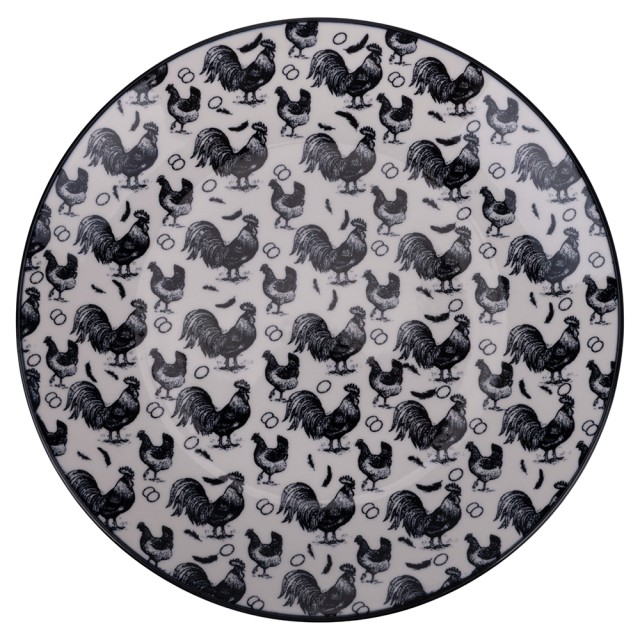 Villa dEste Home Σετ 6 τμχ 19 εκ Πιάτο Φρούτων από Πορσελάνη με Διακόσμηση Κόκορα Farm 5923361