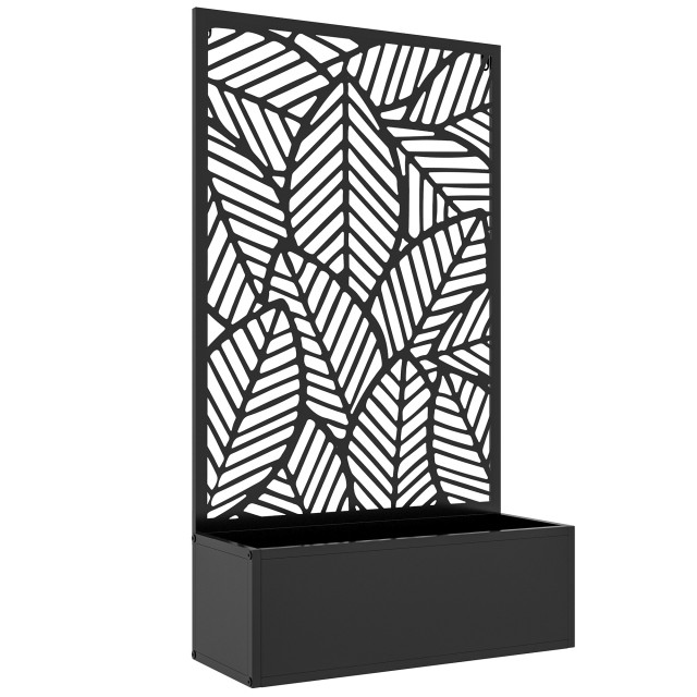 Outsunny Υπερυψωμένη Ζαρντινιέρα με Διακοσμητικό Πλέγμα για Αναρριχώμενα Φυτά από Μέταλλο, για Δάπεδο και Τοίχο, 61x23x113 εκ., Μαύρο 845-920V00BK