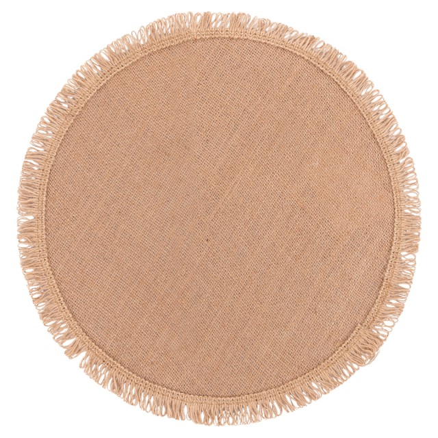 Villa dEste Home Στρογγυλό Τραπεζομάντηλο 38 εκ. από Γιούτα με Κεντητό Περίγραμμα και Κρόσσια 5921031