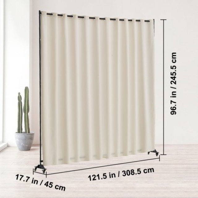 VEVOR Φορητό Διαχωριστικό Δωματίου 308.5 x 45 x 245.5 cm  με Ρόδες Μπεζ Οθόνη Απορρήτου BLPF96120INCF33J1V0