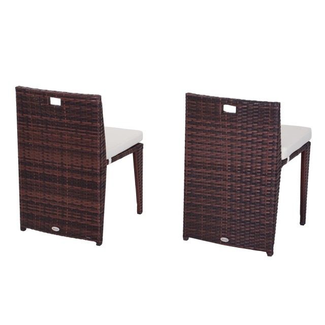 Σετ Έπιπλα Κήπου Outsunny σε Ράταν και Σίδερο 3 τμχ Σετ Τραπεζάκι και Καρέκλα σαλονιού με Μαξιλάρι, Καφέ και Μαύρο 841-139