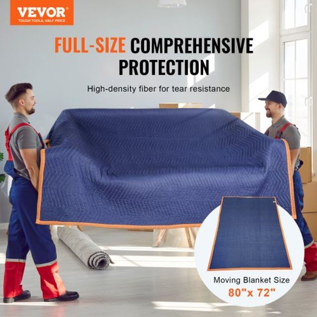 Κουβέρτες Μετακόμισης VEVOR, 80 x 72, 35 lbs/dz, 12τμχ, Μπλε/Πορτοκαλί DCBYT80X72INUDL28V0