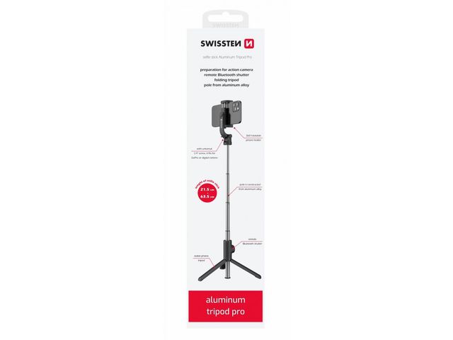 SWISSTEN Tηλεσκοπικό Τρίποδο Selfie Stick PRO Bluetooth 8595217478879