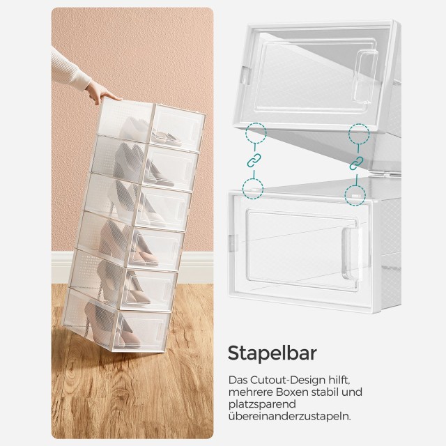 SONGMICS Κουτιά Αποθήκευσης Παπουτσιών  36 x 28 x 22 cm Μέγιστο  Μέγεθος 10.5 UK LSP12W