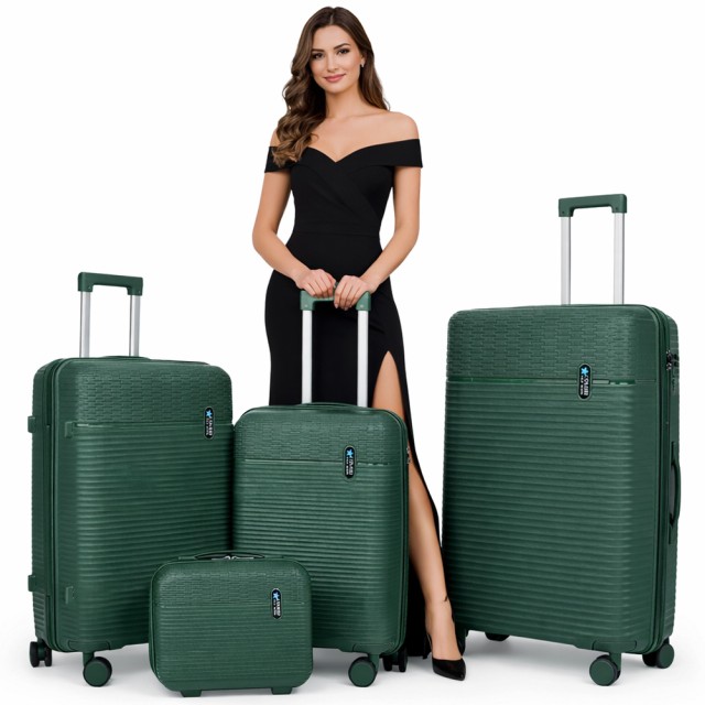 PROVITERA Σετ 3+1 Βαλίτσες Σκληρές με Beauty Case Τρόλεϊ Πράσινο Ελαιόχρωμο με Ρόδες Easy Roll 02001850