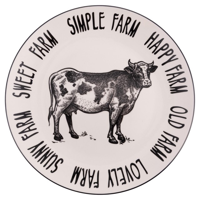 Villa DEste  Σετ 6τμχ Επίπεδο πιάτο 265 εκ. από πορσελάνη με διακόσμηση αγελάδας Farm 5923357