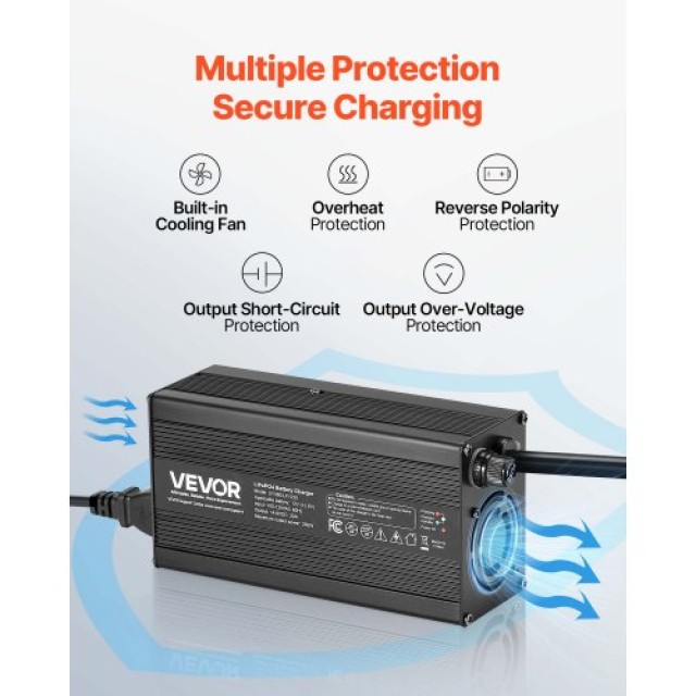 VEVOR Φορτιστής Μπαταρίας Λιθίου για RV 12V 20A 14.6V LiFePO4 Smart AC-DC FCCDQ12V20A05C7H3001V2