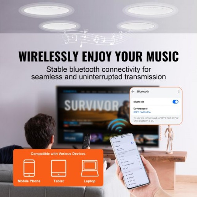 VEVOR 4 Ηχεία Οροφής Bluetooth 6.5 150W Εντοιχισμού DPXDYSQ65YCSYB22LV2