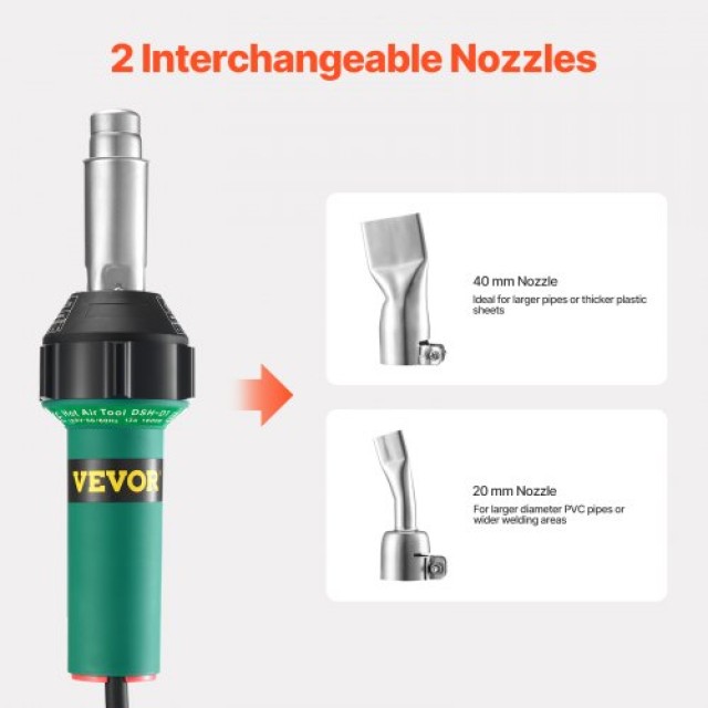 VEVOR  Πλαστικός Συγκολλητής Θερμού Αέρα 1600W με 5 Αξεσουάρ  PVCBRRJTZWGJHERY9V2