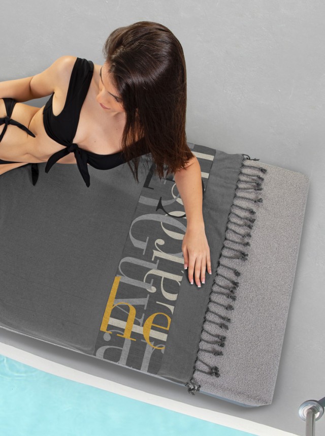 Guy Laroche Πετσέτα Θαλάσσης - Παρεό Pestemal 25 Anthracite 90x170 ,1130030125052