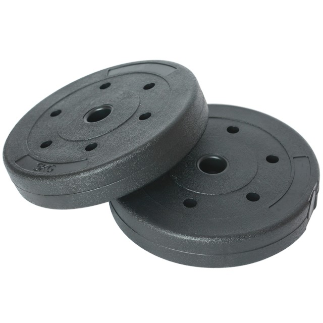 BAKAJI  Σετ 2 Δίσκοι Βαρών για Μπάρα Αλτήρα 10kg (5 Kg x 2) Πλαστικοποιημένοι και Τσιμέντο  02839098