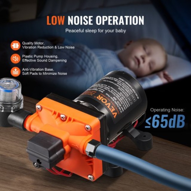 VEVOR Αντλία Διαφράγματος 12V 3GPM 11.36 L/min 4-Θαλάμων με Διακόπτη Πίεσης 12VYYSB4Q30GNDLZ6V9
