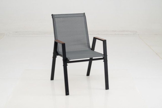 Costway Σετ 2 Στοιβαζόμενες Καρέκλες Κήπου με Ψηλή Πλάτη από Διαπνέον Ύφασμα Teslin και Ξύλο, Μαύρες, 88 x 66 x 56 cm NP12931DK-2