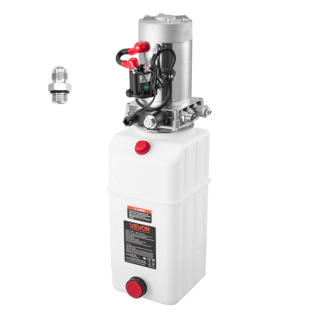 VEVOR Υδραυλική Μονάδα 6L, Μονής Ενέργειας, 12V DC με Μεταλλικό Δοχείο, 22 MPa, 3.4 L/min, Λευκή 12VDZYSLYXCZNMYQK001V9