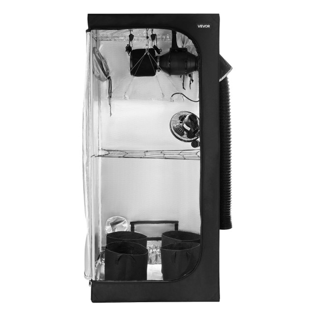 VEVOR Κιτ Καλλιέργειας Εσωτερικού Χώρου, 80 x 80 x 180 cm, με LED Φωτισμό και Σύστημα Αερισμού ZPTZ8080180C1KNYR001V2