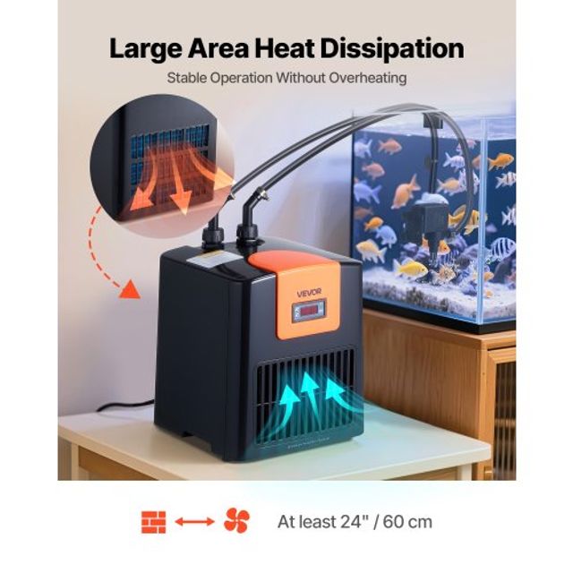VEVOR Ψυγείο Ενυδρείου 200L 0.1 HP για Υδρονική και Ενυδρεία YGLNJ01HPHS06NRGF001V2