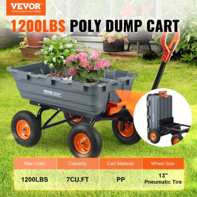 VEVOR Πολύ Καρότσι Κήπου Βαρέως Τύπου 6.48 cu.ft 1200 lbs SLZXTC1200B0XEEV4V0