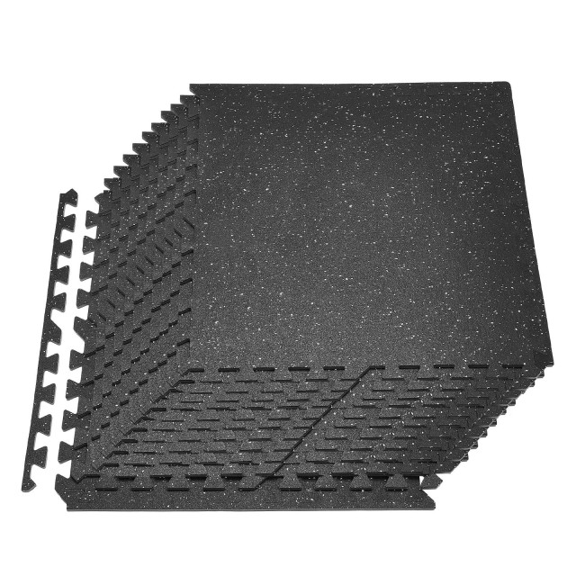 VEVOR Σετ Παζλ Ταπήτων Γυμναστικής, 24 Τεμ., Υψηλής Πυκνότητας EVA Αφρώδες, 610 x 610 x 10 mm, Προστατευτική Επένδυση Δαπέδου με Λευκές Κουκκίδες για Γυμναστήριο και Γραφείο HSXJDDBS04INK948K001V0