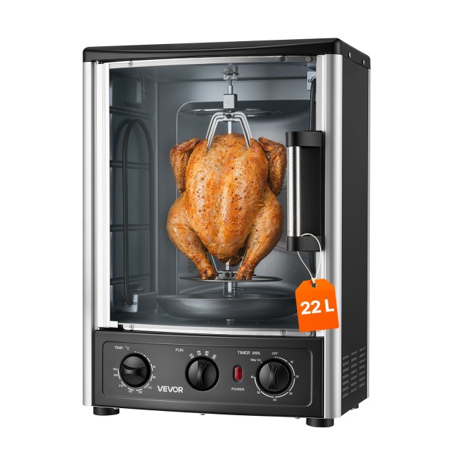 VEVOR Κάθετος Περιστροφικός Φούρνος 22L 1500W για Σουβλάκια και Κεμπάπ με 7 Σούβλες LSKRJ26NPKM2LB348001V2