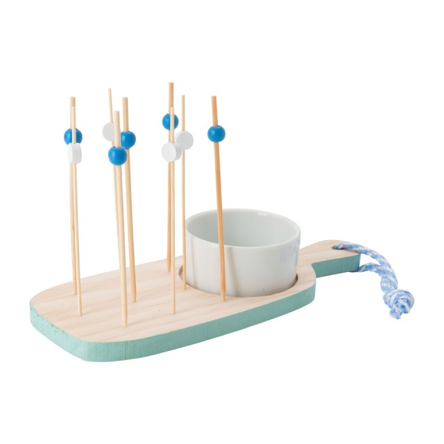 BAKAJI Σετ Απεριτίφ 11τμχ με Ξύλινο Δίσκο Ορεκτικών Σούσι με Κεραμικό Μπολ 02661886