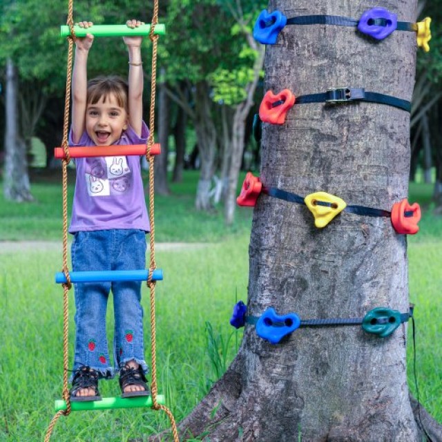 Σετ Αναρρίχησης Δέντρων VEVOR Ninja με 12 Λαβές, 6 Ιμάντες και Σκάλα Αναρρίχησης  PSZJTZ12PCSDLD8RSV0