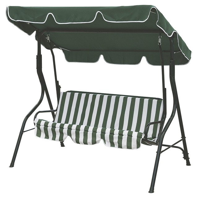 Galileo Κούνια κήπου 3 θέσεων με ανθρακούχα ατσάλινη δομή, σκίαστρο με τέντα και ριγέ διακόσμηση Est 5901448