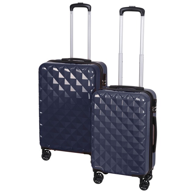 Galileo Σετ 2 βαλίτσες μπλε 4 τροχοί περιστρεφόμενοι 360 κλείδωμα με συνδυασμό διπλό φερμουάρ εξωτερικά Diamond 5905388
