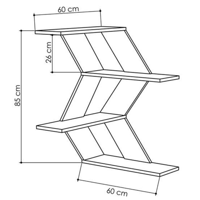 BAKAJI Μοντέρνα γωνιακή βιβλιοθήκη τοίχου με 4 ράφια λευκό ξύλο 02813701