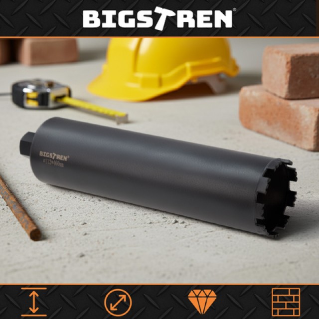 Bigstren Ποτηροτρύπανο 112×460 mm,1.1/4 UNC για Διάτρηση σε Σκυρόδεμα, Πέτρα, Γρανάτη 27083