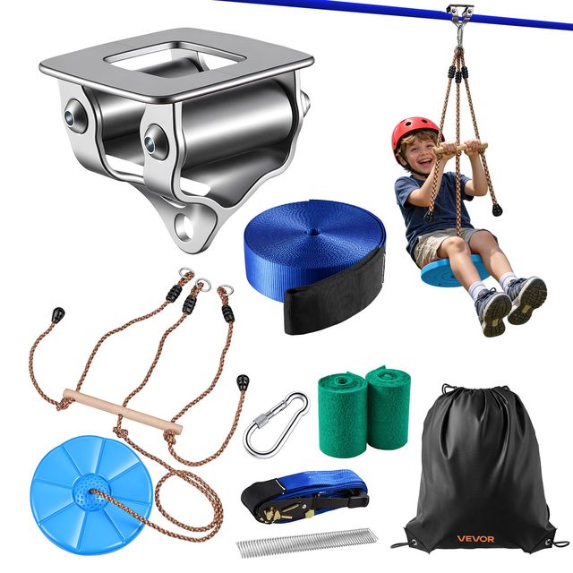 VEVOR Σετ Zipline 15,8 m με Ιμάντα Πολυεστέρα, Κάθισμα Κούνιας και Εντατήρα Καστάνιας, έως 150 kg, για παιδιά 6-16 ετών SSHSTJNL52FTIP9K4001V0