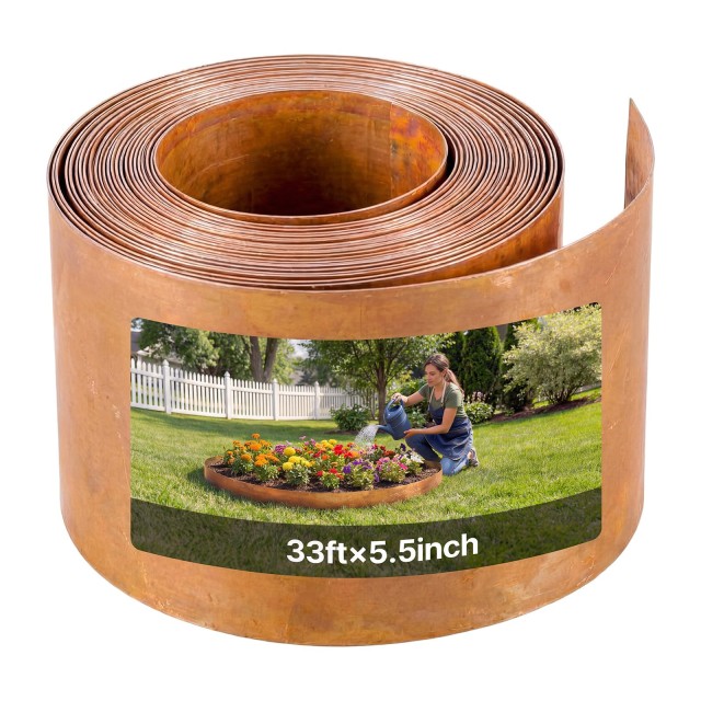 VEVOR Μεταλλική Κανόνας Τοπίου από Χάλυβα 1000 x 14 cm με Γάντια - Ευέλικτο Σιδερένιο Περιθώριο για Κήπους JSPZJTG10M100QEXL001V0