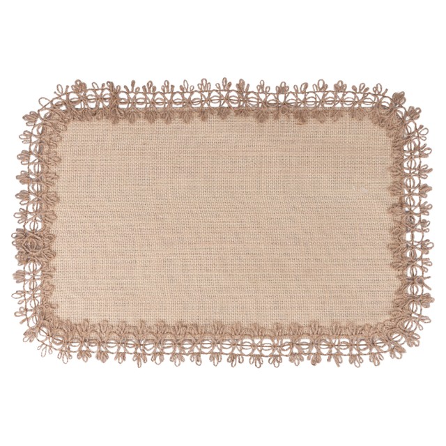 Villa dEste Home Ορθογώνιο Μπεζ Τραπεζομάντιλο 45x30 εκ από Γιούτα με Κεντημένο Περίγραμμα 5911184