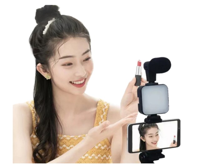 Vlogging Kit με Τρίποδο, Μικρόφωνο και Βάση Κινητού για Καταγραφή Βίντεο 5907451365045 Verk Group