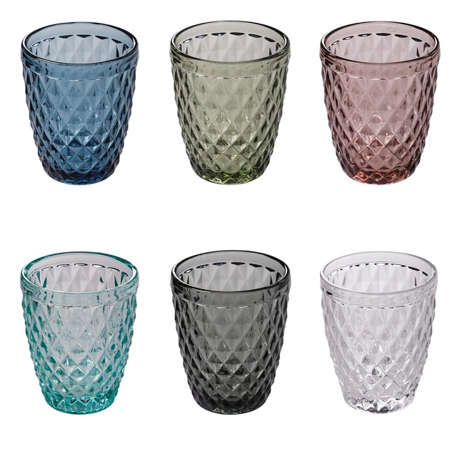 Galileo Σετ 6 ποτήρια νερού 300 ml από γυάλινη πάστα με επιφάνεια φασέτας Venezia Sibilla 5907509