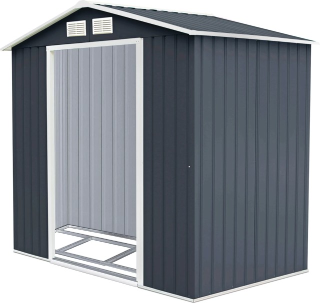 Costway Μεταλλικό Σπιτάκι Κήπου 213x127x185 cm με Ανθεκτική Κατασκευή και Δύο Συρόμενες Πόρτες GT2989GR+