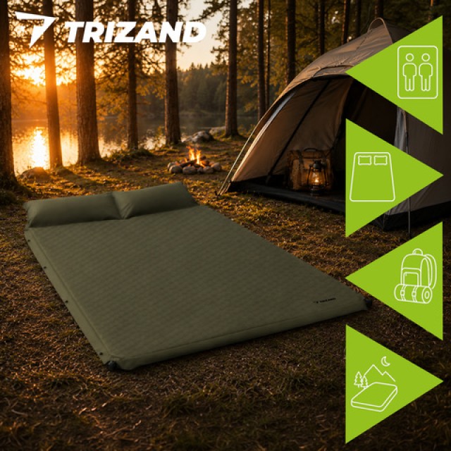 Trizand Trizand Αυτοφούσκωτο Διπλό Υπνόστρωμα Camping 186x130x3 cm 28010
