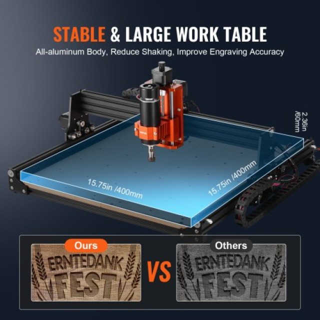 VEVOR  Μηχάνημα CNC Router 400x400x60mm, 300W, 3 Άξονες GRBL, 1200RPM, με Offline Controller για Ξύλο, Ακρυλικό, MDF, PVC, Πλαστικό Αφρό SKDKJ4040CM04TPDJV2