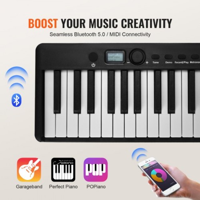 VEVOR  Φορητό Πιάνο 88 Πλήκτρων Bluetooth MIDI Μαύρο  ZDSMGQ88JHSWE2MGMV9