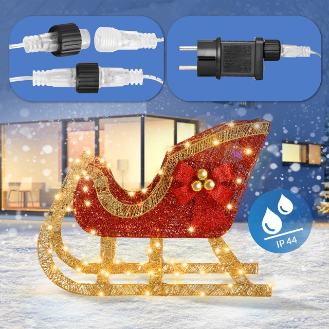 BAKAJI Τάρανδος Ρένα με Φωτιζόμενο Έλκηθρο Εξωτερικού Χώρου 8 Λειτουργιών Θερμό Λευκό Χριστούγεννα 02842796