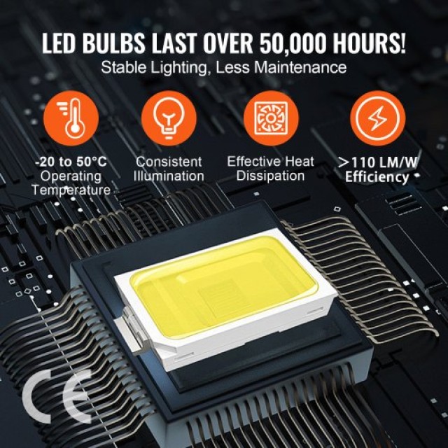 VEVOR Τετράγωνο LED Φως Γκαράζ 22000LM 5 Πλέγματα Φωτεινό Φως Καταστήματος Αυτοκινήτων  PJXCKDBS5G14AJZE4V2
