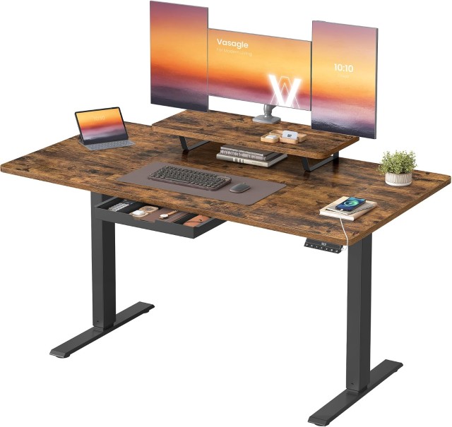 VASAGLE Ηλεκτρικό Ρυθμιζόμενο Γραφείο 140 x 70 cm Ρουστίκ Καφέ LSD154KD01