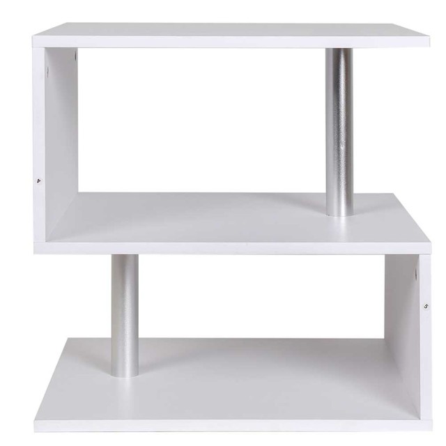 BAKAJI Βιβλιοθήκη Τραπεζάκι Καφέ Καναπές Μοντέρνος Σχεδιασμός 3 Ράφια Σπίτι Γραφείο Λευκό 02838551